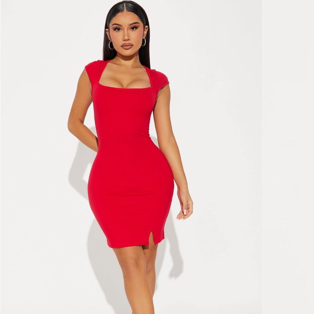 New Fashion Nova Elegant Red Ponte Bodycon Dress Size Large
